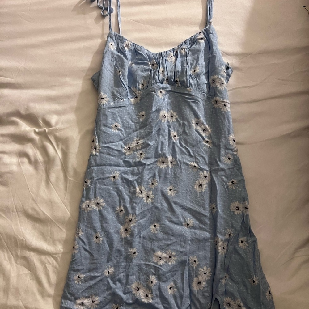 Blue Floral Spaghetti Strap Dress